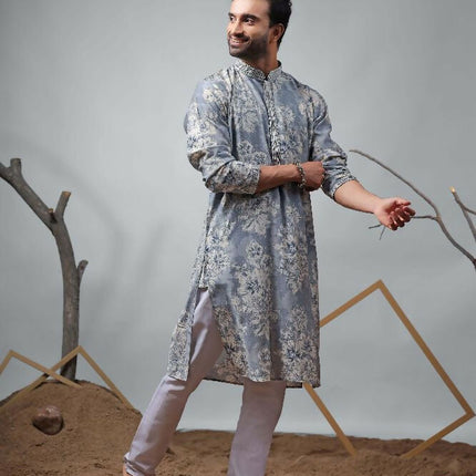 Blue Modal Designer Printed Kurta Set - Mahotsav