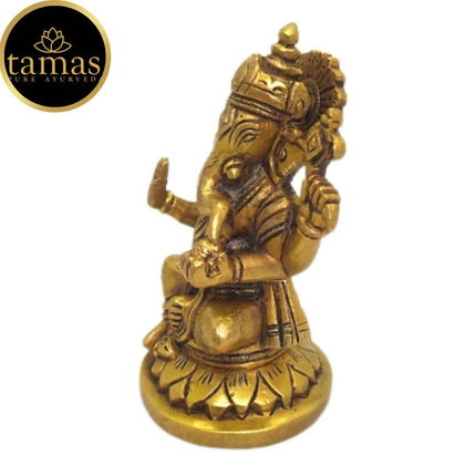 Tamas Brass Lord Ganesha Idol for Home & Office Temple (Golden)