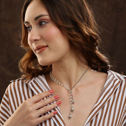 Beaded one sided motif necklace - Ruby Raang