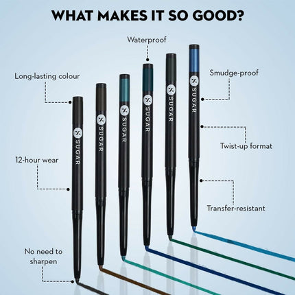 Sugar Cosmetics Kohl of Honour Intense Kajal Upto 12 hrs, Long Lasting, Smudge Proof & Waterproof Kajal - 03 Aqua Lung