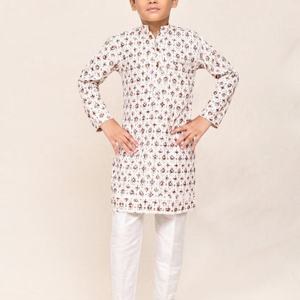 Joban Fashion Cotton Cream Kurta With Straight Fit Pant