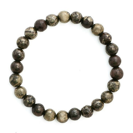 Pyrite Metal Black Round Elastic Bracelet - Ruby Raang