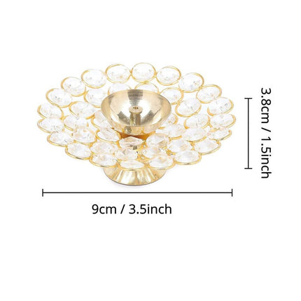 Tied Ribbons Set of 2 Gold-Toned Decorative Crystal Diyas