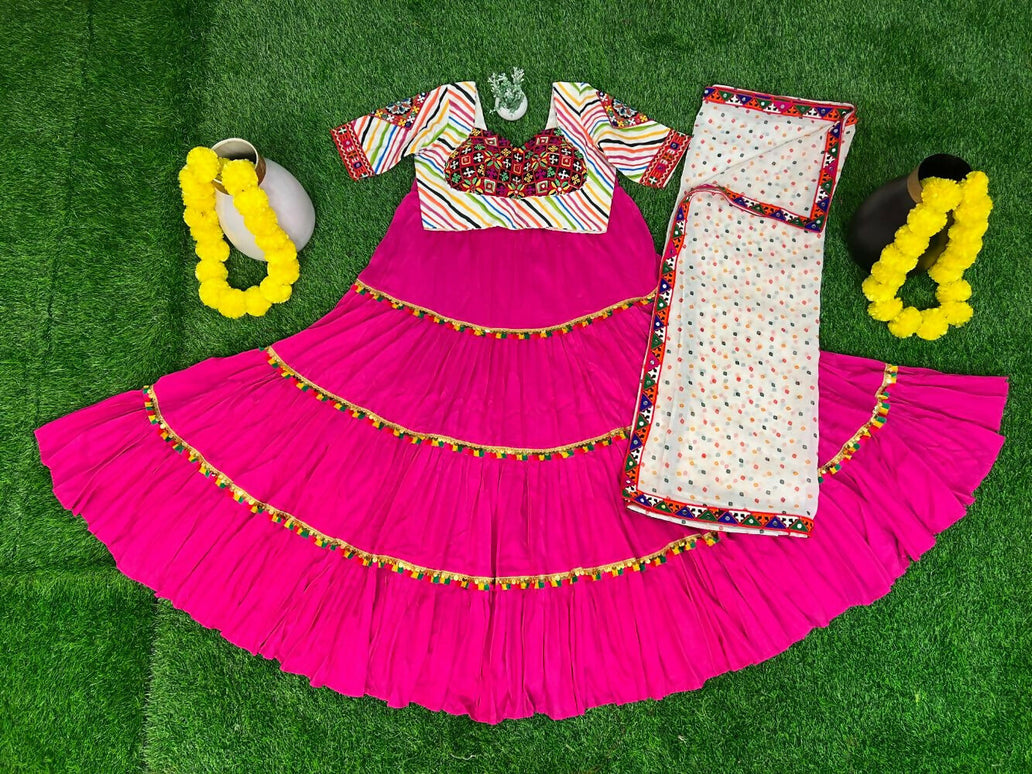 Aastha Fashion Rani Rayon Readymade Lace Semi Stitched Wedding Wear Lehenga Choli