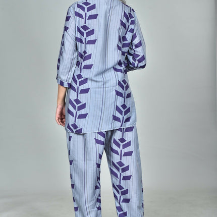 Morchari Digital Print Semi Muslin Co-Ord Set Top & Trouser-Multicolor