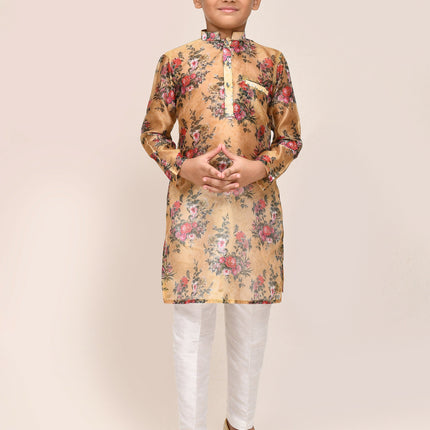 Joban Fashion Georgette Yellow Kurta With Straight Fit Pant