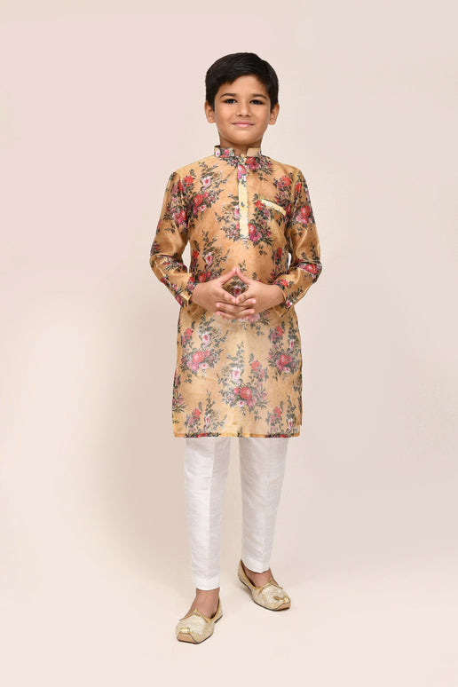 Joban Fashion Georgette Yellow Kurta With Straight Fit Pant