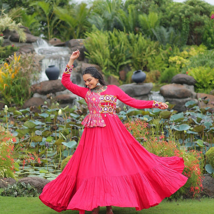 Aastha Fashion Pink Rayon Party Wear Designer Gown Collection