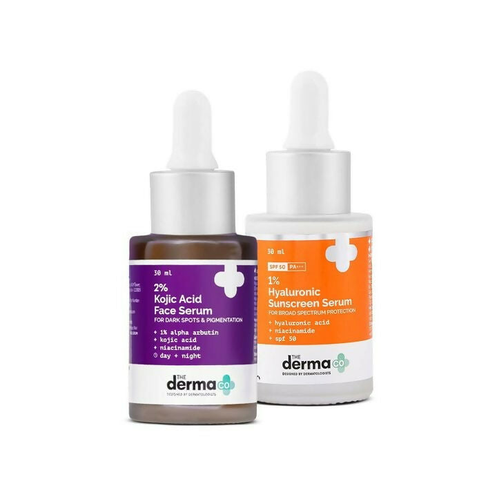 The Derma Co Bye Bye Pigmentation: 2% Kojic Acid Face Serum & 1% Hyaluronic Sunscreen Serum