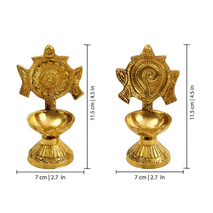 Spillbox 2 Pieces Brass Shangu Chakra Vilakku