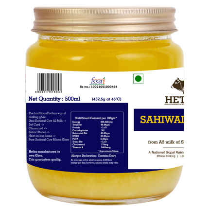 Hetha Sahiwal Cow A2 Cultured Bilona Ghee / A2 Ghee