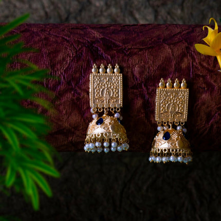 Joban Fashion Women Matte Gold Brass Jhumka