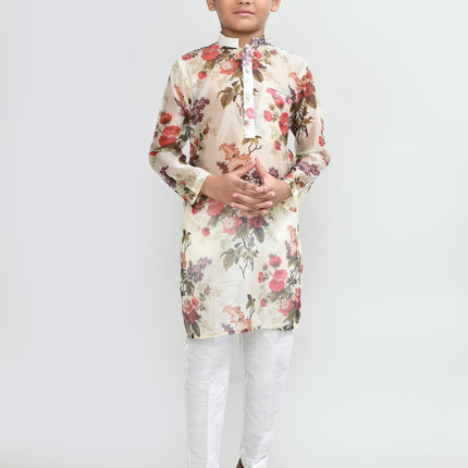 Joban Fashion Georgette Mustard Kurta With Straight Fit Pant