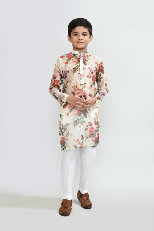 Joban Fashion Georgette Mustard Kurta With Straight Fit Pant