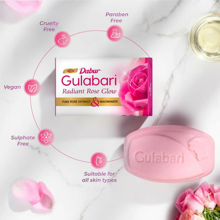 Dabur Gulabari Pure Rose Soap for Radiant Rose Glowing Skin & Body