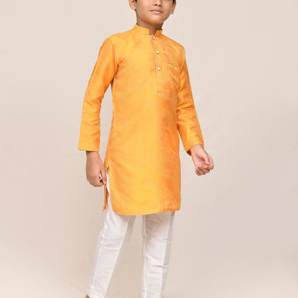 Joban Fashion Pure Silk Yellow Kurta With Straight Fit Pant