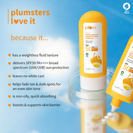 Plum Yuzu & Alpha Arbutin Weightless Fluid Sunscreen SPF 50 PA++++