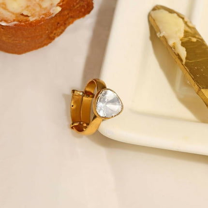 Kundan Gold plated Trillion cut Ring - Ruby Raang