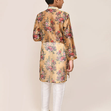 Joban Fashion Georgette Yellow Kurta With Straight Fit Pant