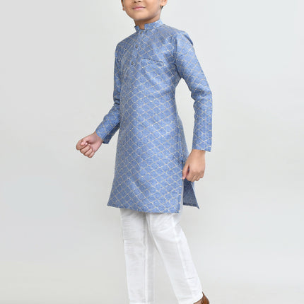 Joban Fashion Art Silk Blue Kurta With Straight Fit Pant