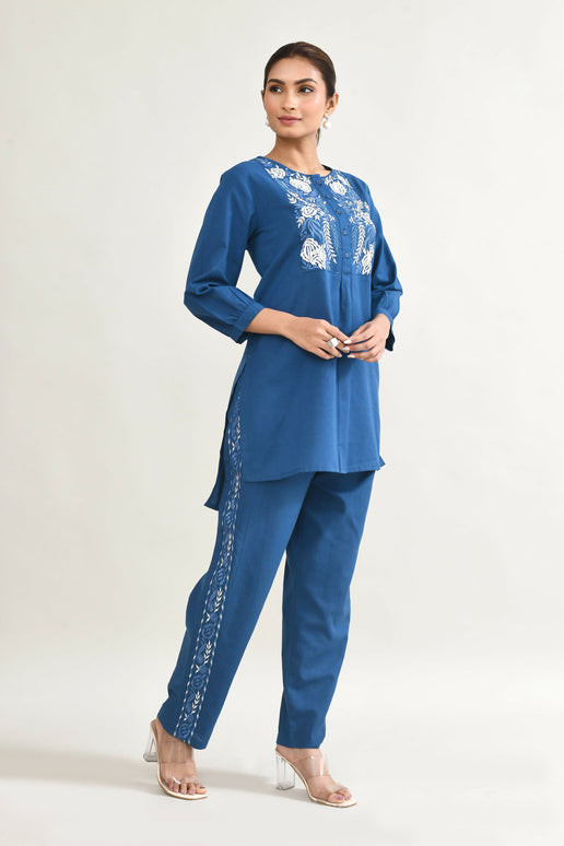Joban Fashion Royal Blue Cotton Coord Set