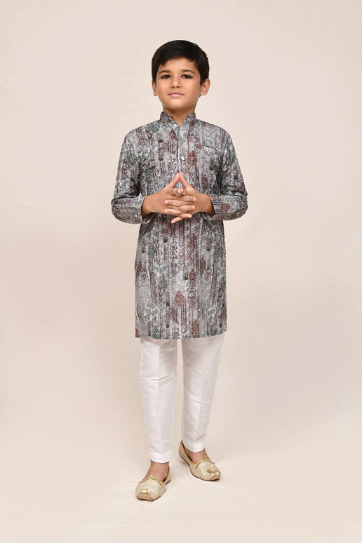 Joban Fashion Cotton Silk Multicolor Kurta With Straight Fit Pant