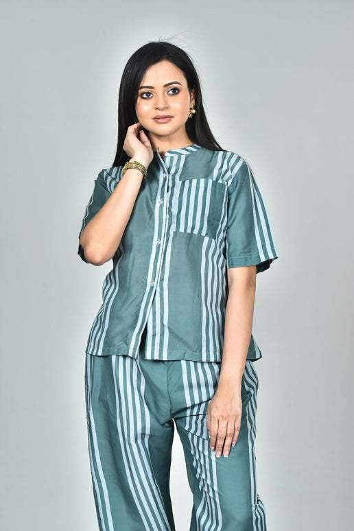 Morchari Digital Print Semi Muslin Co-Ord Set Top & Trouser-Multicolor