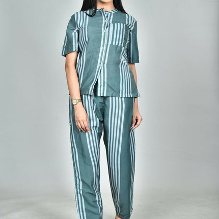 Morchari Digital Print Semi Muslin Co-Ord Set Top & Trouser-Multicolor