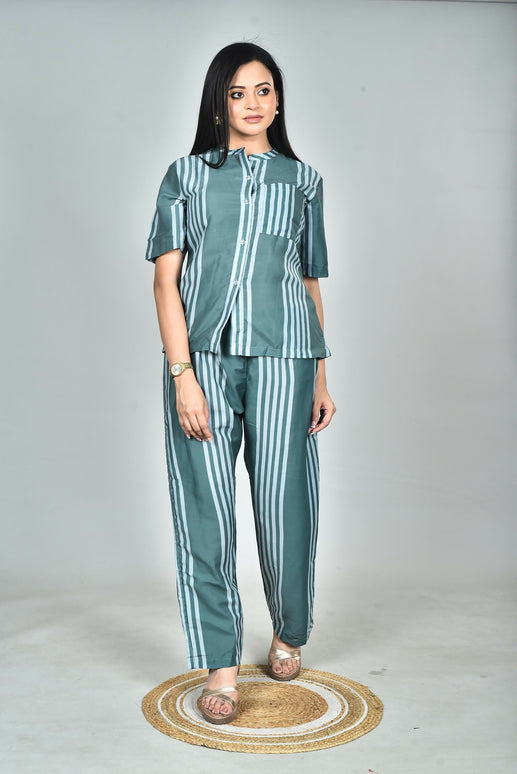 Morchari Digital Print Semi Muslin Co-Ord Set Top & Trouser-Multicolor