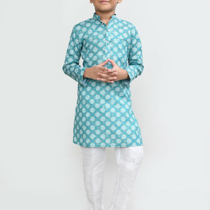 Joban Fashion Cotton Green Kurta With Straight Fit Pant