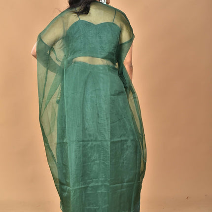 Morchari Women Hand Embroidery Crop Top-Green