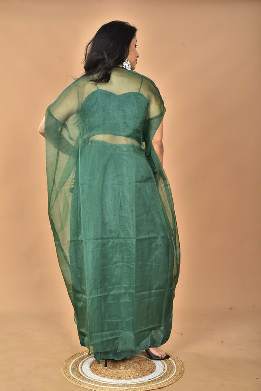 Morchari Women Hand Embroidery Crop Top-Green