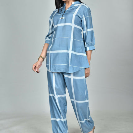 Morchari Digital Print Semi Muslin Co-Ord Set Top & Trouser-Multicolor