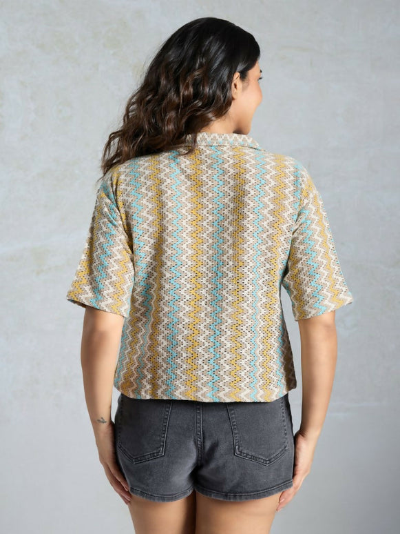 Multi Knited Wevon Designer Shirt - Hiral Fashion