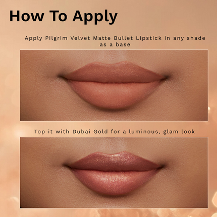 Pilgrim Glitter Lipstick With Matte Finish - Dubai Gold03