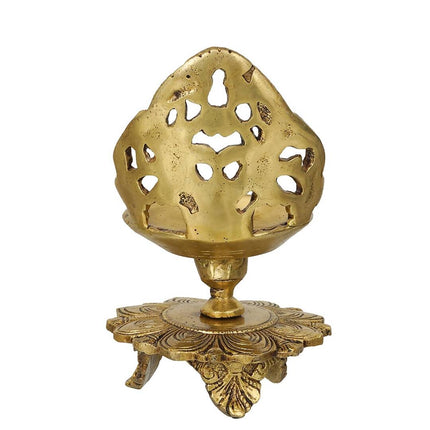 eCraftIndia Golden Decorative Handcrafted Brass Diya Stand