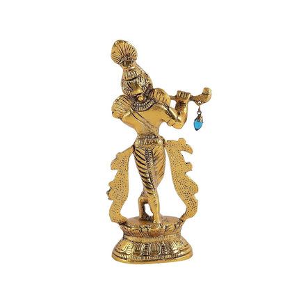 Purestory Lord Krishna Metal Statues Playing Flute