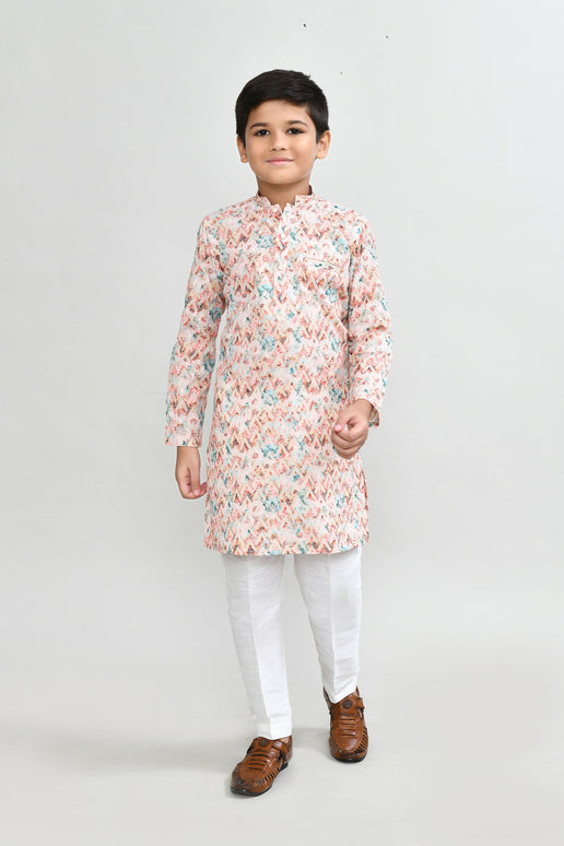 Joban Fashion Cotton Multicolor Kurta With Straight Fit Pant