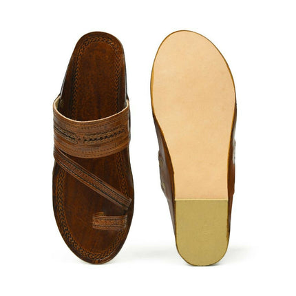 Stepsoft Men Brown Kolhapuri Leather Slippers – Ideal For Wedding & Ethnic Looks