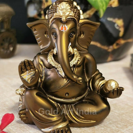 Gold Art India Gaddi Ganesh Idol For Car Dashboard