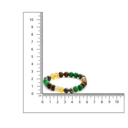 Red Carnelian, Lapis Lazuli, Amethyst, Yellow Citrine Crystal and Green Avanturine Multicoloured Cyrstal Beads bracelet - Ruby Raang