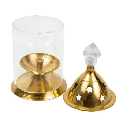 Spillbox Gold-Toned Brass Glass Udupi Diya Pooja Essential