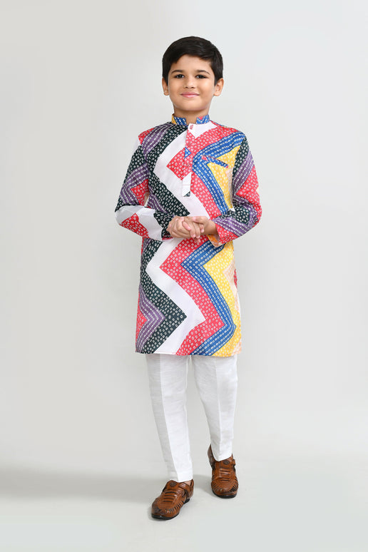 Joban Fashion Satin Silk Multicolor Kurta With Straight Fit Pant