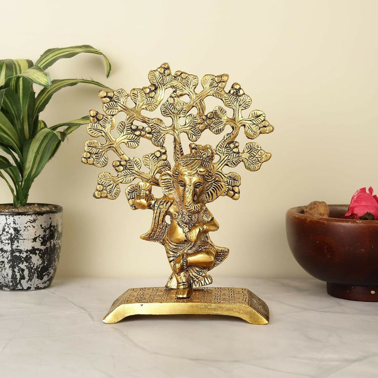 Heyearth Lord Ganesh Statues With Tree,Ganesha Figurine,Lord Ganesha Idol