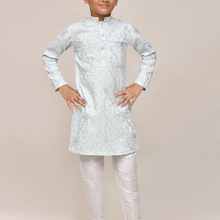Joban Fashion Silk Based Thread Work Sky Blue Kurta With Straight Fit Pant