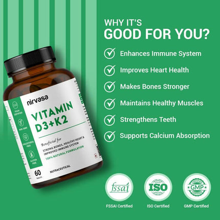 Nirvasa Vitamin D3 + K2 Tablets