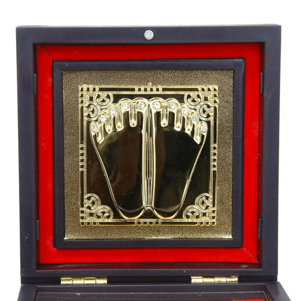 AncientlRam Darbar Pocket Temple Box With Charan Paduka Square Shaped, Gold-Polished