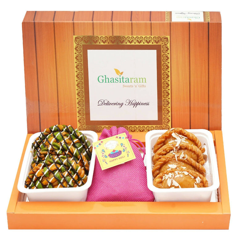 Ghasitaram Assorted Box of Gujiyas, Designer Gujiyas and Thandai