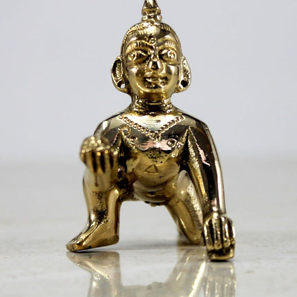 StonKraft Brass Laddoo Gopal Baby Krishna Murti Idol