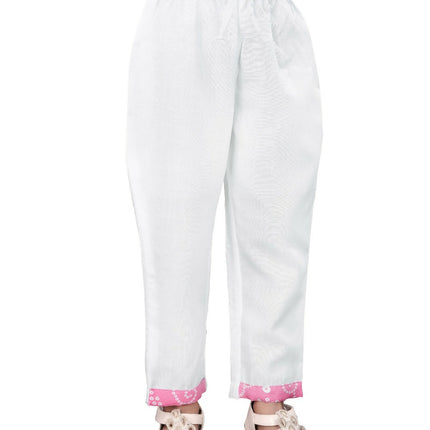 Divine Drape Girls Cotton Pink Printed Straight Kids Kurta Pant With Dupatta